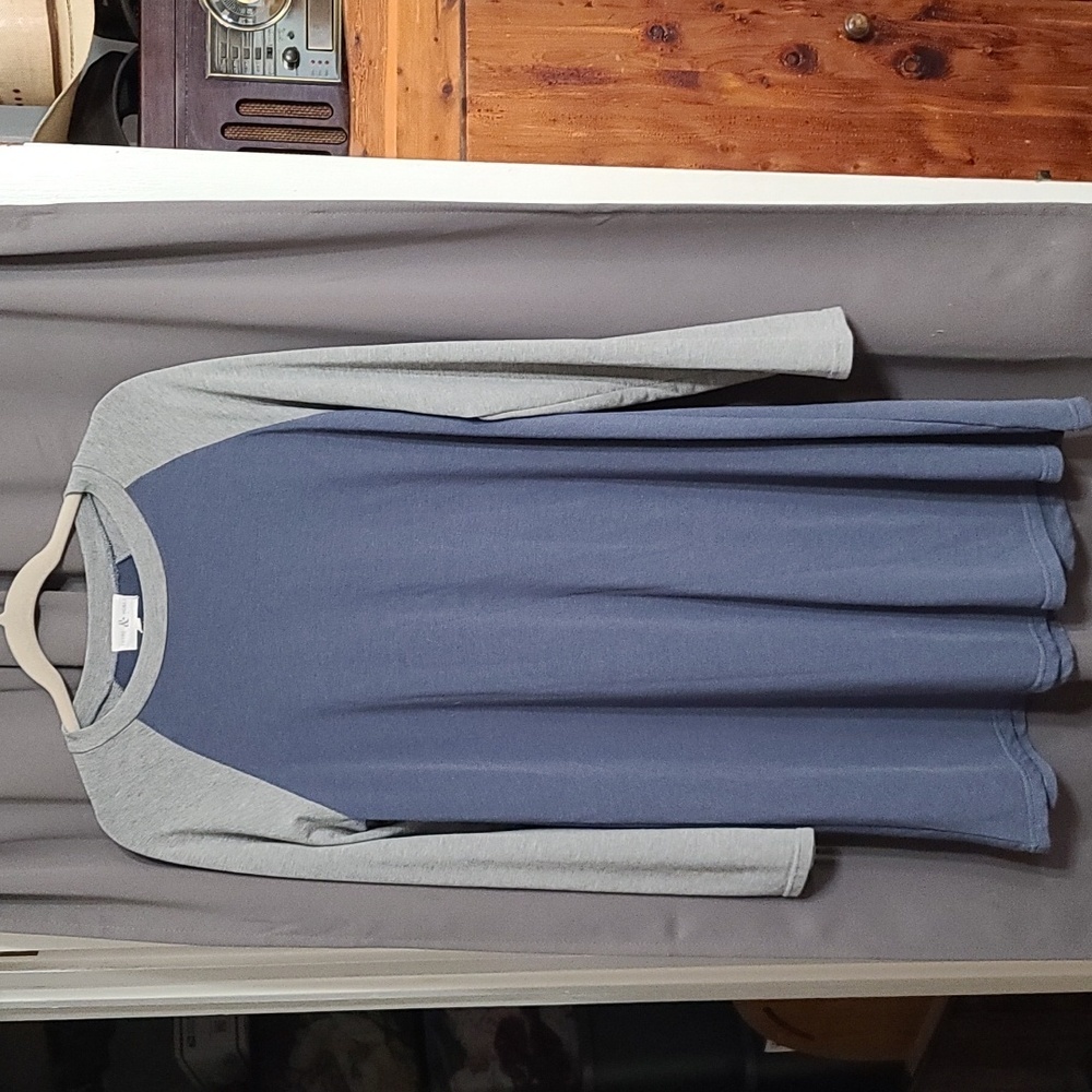 Thyme & Honey Womens Dress/Tunic Cotton Blend Blue/Gray Sz. XL EUC